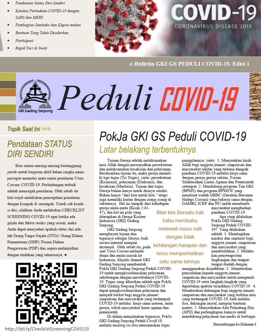 e-Bulletin GKI Gading Serpong PEDULI COVID-19 Edisi 1