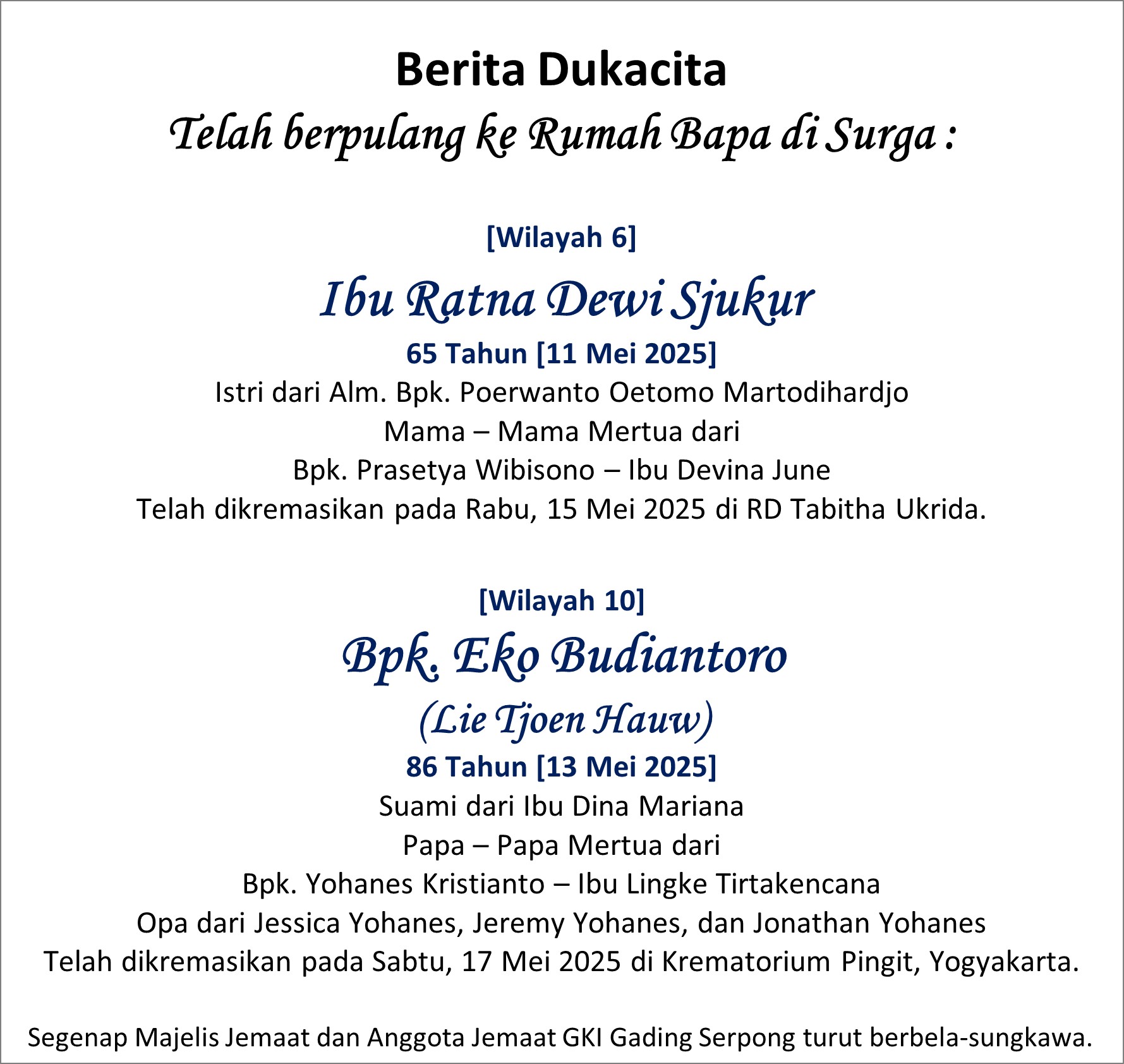 Berita Dukacita