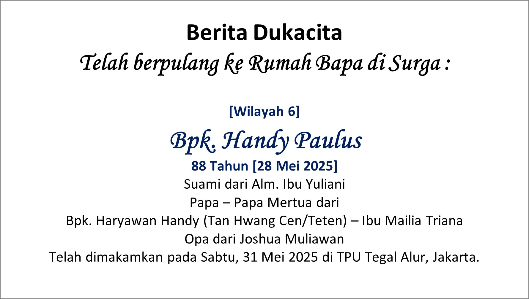 Berita Dukacita
