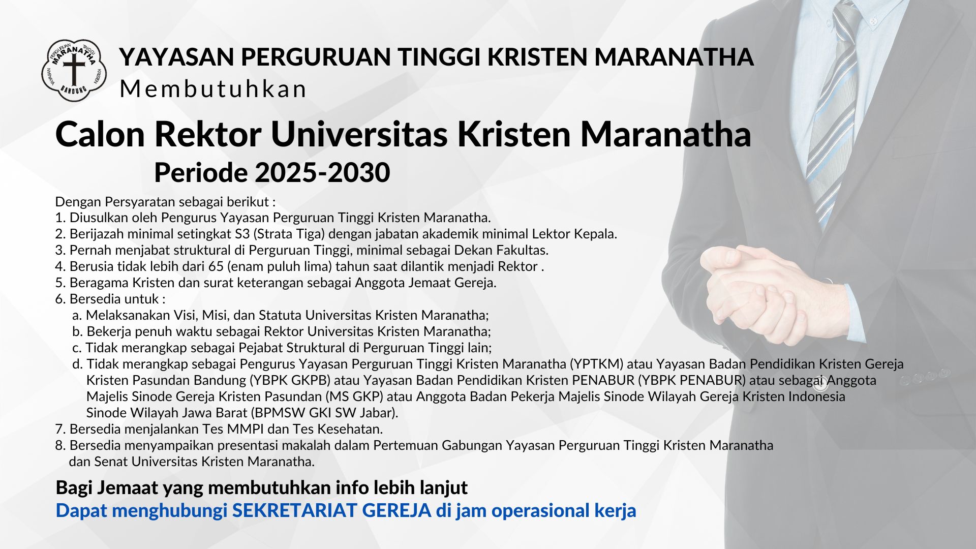 Info Lowongan Kerja | Rektor Universitas Maranatha