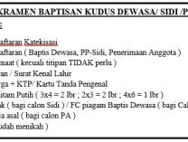 Formulir Pendaftaran Katekisasi - Pengakuan Percaya/Sidi